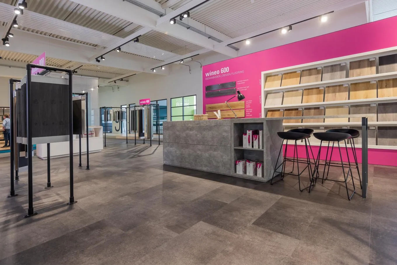 wineo workspace Designboden Vinylboden Ausstellung Messestand Steinoptik Bodenbelag Fußboden