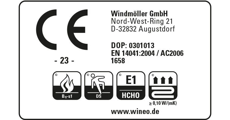 CE-Prüfzeichen Zertifikat für wineo Designboden